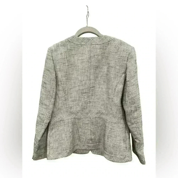 Linda Allard Ellen Tracy Tweed Blazer Jacket Black White Linen Cotton Size 10 - Picture 5 of 5